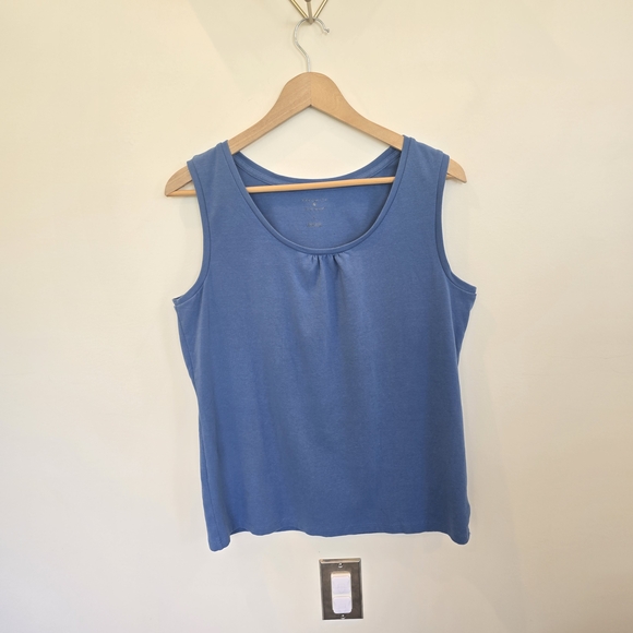Preswick & Moore Pleat Accent Blue Sleeveless Top - Picture 1 of 6